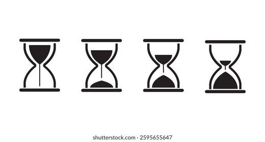 Hourglass icon set. Sandglass symbol, Reload hourglass timer icon vector. Hourglass stopwatch