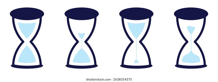 Hourglass icon set. Sandglass symbol, Reload hourglass timer icon vector. Hourglass stopwatch timer vector illustration.