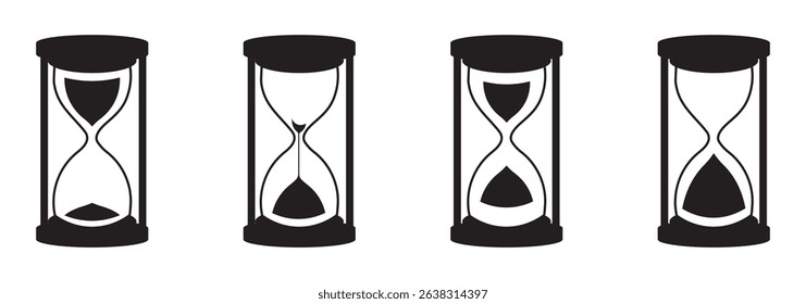 Hourglass icon set. Sandglass symbol, Reload hourglass timer icon vector. Hourglass stopwatch timer vector illustration.