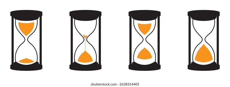 Hourglass icon set. Sandglass symbol, Reload hourglass timer icon vector. Hourglass stopwatch timer vector illustration.