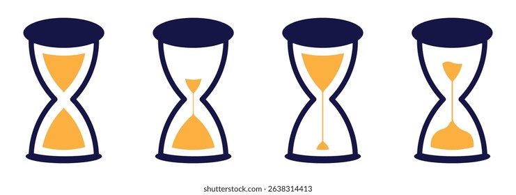 Hourglass icon set. Sandglass symbol, Reload hourglass timer icon vector. Hourglass stopwatch timer vector illustration.