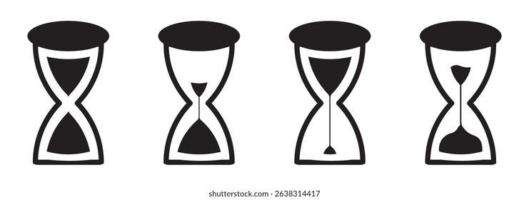 Hourglass icon set. Sandglass symbol, Reload hourglass timer icon vector. Hourglass stopwatch timer vector illustration.