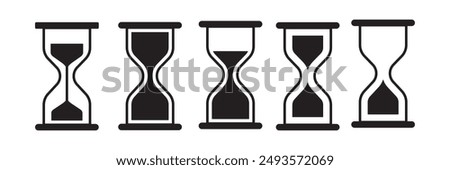 Hourglass icon set. Sandglass symbol, Reload hourglass timer icon vector. Hourglass stopwatch timer vector illustration.