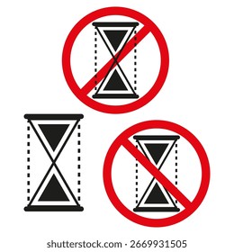 Hourglass icon set. Time limit concept. Countdown vector symbol. Deadline warning emblem. EPS 10.