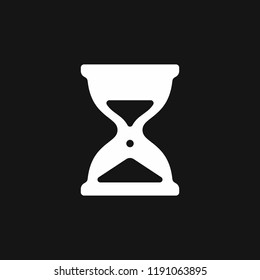 Hourglass icon, simple sandglass symbol vector illustration isolated on black background
