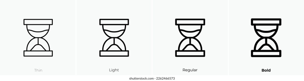 hourglass icon. Thin, Light Regular And Bold style design isolated on white background