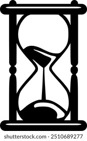 hourglass icon transparent, cool design, simple hourglass design, hourglass outline drawing, hourglass line art, pictogram, logo, icon, monochrome