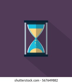 Hourglass icon in trendy flat style. Web site page and mobile app design element. Flat design in stylish colors. Isolated. Long Shadow. 