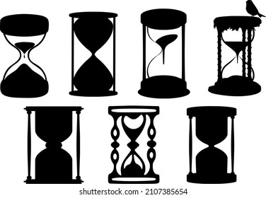 Hourglass icon vector black and white