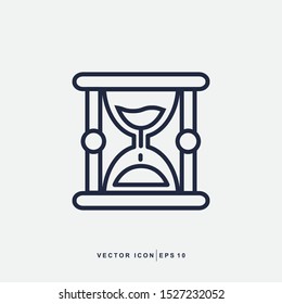 Hourglass Icon Vector Design Outline Style Symbol Isolated On Light Background