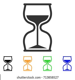 Hourglass icon. Vector illustration style is a flat iconic hourglass symbol with black, grey, green, blue, yellow color variants. Designed for web and software interfaces.