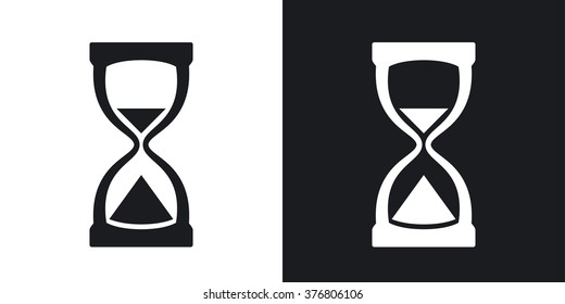 Hourglass icon, vector. Two-tone version on black and white background