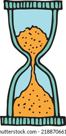Hourglass Icon. Vintage Clock Doodle. Deadline Symbol
