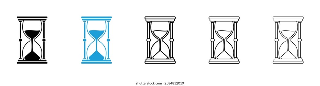 Hourglass icons collection vectors in black and blue