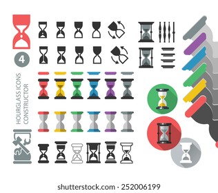 hourglass icons constructor, isolated vector illustration on a white background.