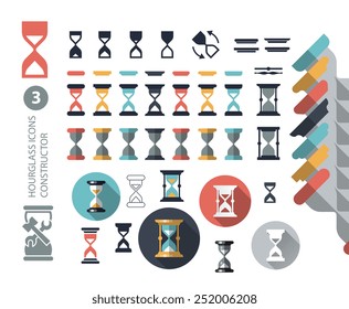 hourglass icons constructor, isolated vector illustration on a white background.