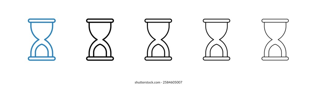 Hourglass icons in five different stroke sizes