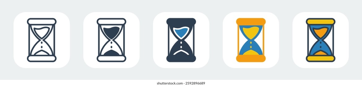 hourglass icons with five different styles