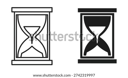 Hourglass icons in outline and solid black, representing time passing, sand timer, and urgency.