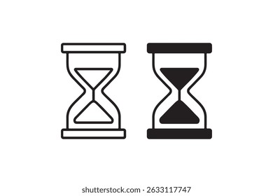 Hourglass icons in outline and solid style vector