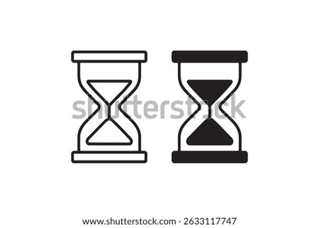 Hourglass icons in outline and solid style vector