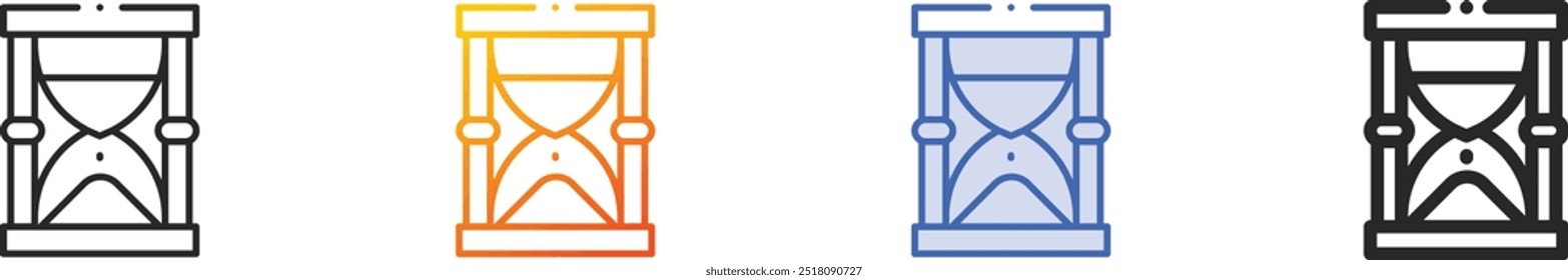 Sanduhr-Symbol.Dünn linear, Farbverlauf, blauer Strich und kräftiges Style-Design einzeln auf weißem Hintergrund