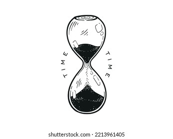 Hourglass-Illustration für die Zeitbegrenzung, um mit dem Vintage-Vektorkonzept Sand-Glas keine Zeit zu verlieren