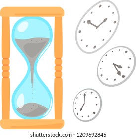Hourglass and image of passage of time