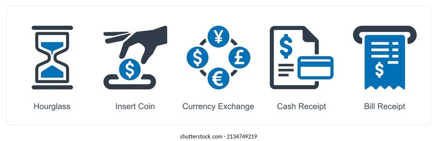 Hourglass And Insert Coin Icon Concept