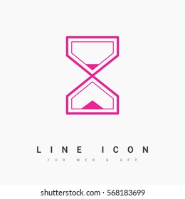 Hourglass isolated minimal single flat linear icon for application and info-graphic. Time line vector icon for websites and mobile minimalistic flat design.