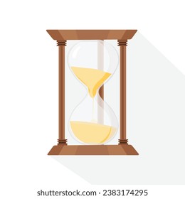 Cristal aislado sobre fondo blanco. Vintage de arena con arena en el interior para medir el tiempo. Ilustración del vector