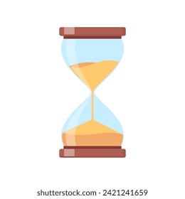 Hourglass isolated on white background. Vintage sandglass with sand inside to measure time. Vector illustration