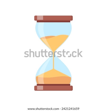 Hourglass isolated on white background. Vintage sandglass with sand inside to measure time. Vector illustration