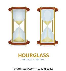 Hourglass. Hourglass isometric illustrations set.
Hourglass vector icons. 