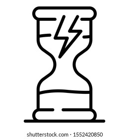Hourglass and lightning icon. Outline ourglass and lightning vector icon for web design isolated on white background
