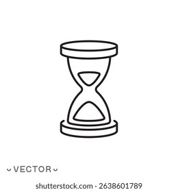 hourglass line icon, hourglass concept thin line symbol isolated on white background, editable stroke eps 10 vector illustration