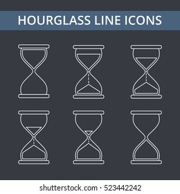 Hourglass line icons set, vector eps10 illustration
