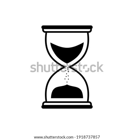 Hourglass linear icon in black. Flat sand clock or hour glass sign. Isolated on white background. Time, timer, countdown concept. Wait illustration. Design for mobile, web, app, ui, ux. Vector EPS 10