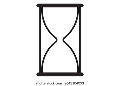 Hourglass linear icon in black. Simple sand clock or hour glass sign. Isolated on white background. Time, timer, countdown concept.