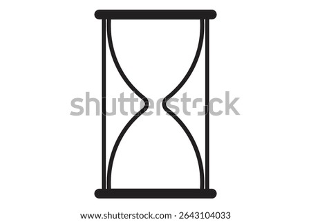 Hourglass linear icon in black. Simple sand clock or hour glass sign. Isolated on white background. Time, timer, countdown concept.