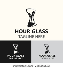 Hourglass logo ancient vintage style object design template flat vector