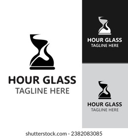 Hourglass logo ancient vintage style object design template flat vector