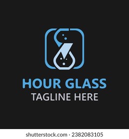 Hourglass logo ancient vintage style object design template flat vector