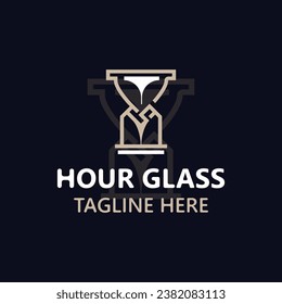 Hourglass logo ancient vintage style object design template flat vector