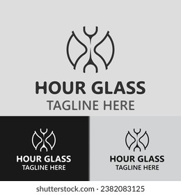 Hourglass logo ancient vintage style object design template flat vector