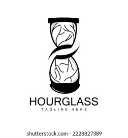 Hourglass Logo, Clock Time Design, Glass And Sand Style, Product Brand Illustration And Template
