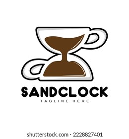 Hourglass Logo, Clock Time Design, Glass And Sand Style, Product Brand Illustration And Template