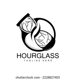 Hourglass Logo, Clock Time Design, Glass And Sand Style, Product Brand Illustration And Template
