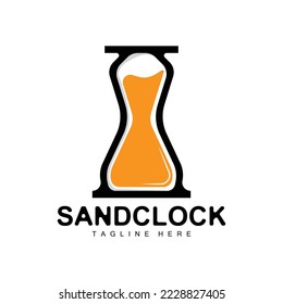 Hourglass Logo, Clock Time Design, Glass And Sand Style, Product Brand Illustration And Template