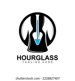 Hourglass Logo, Clock Time Design, Glass And Sand Style, Product Brand Illustration And Template